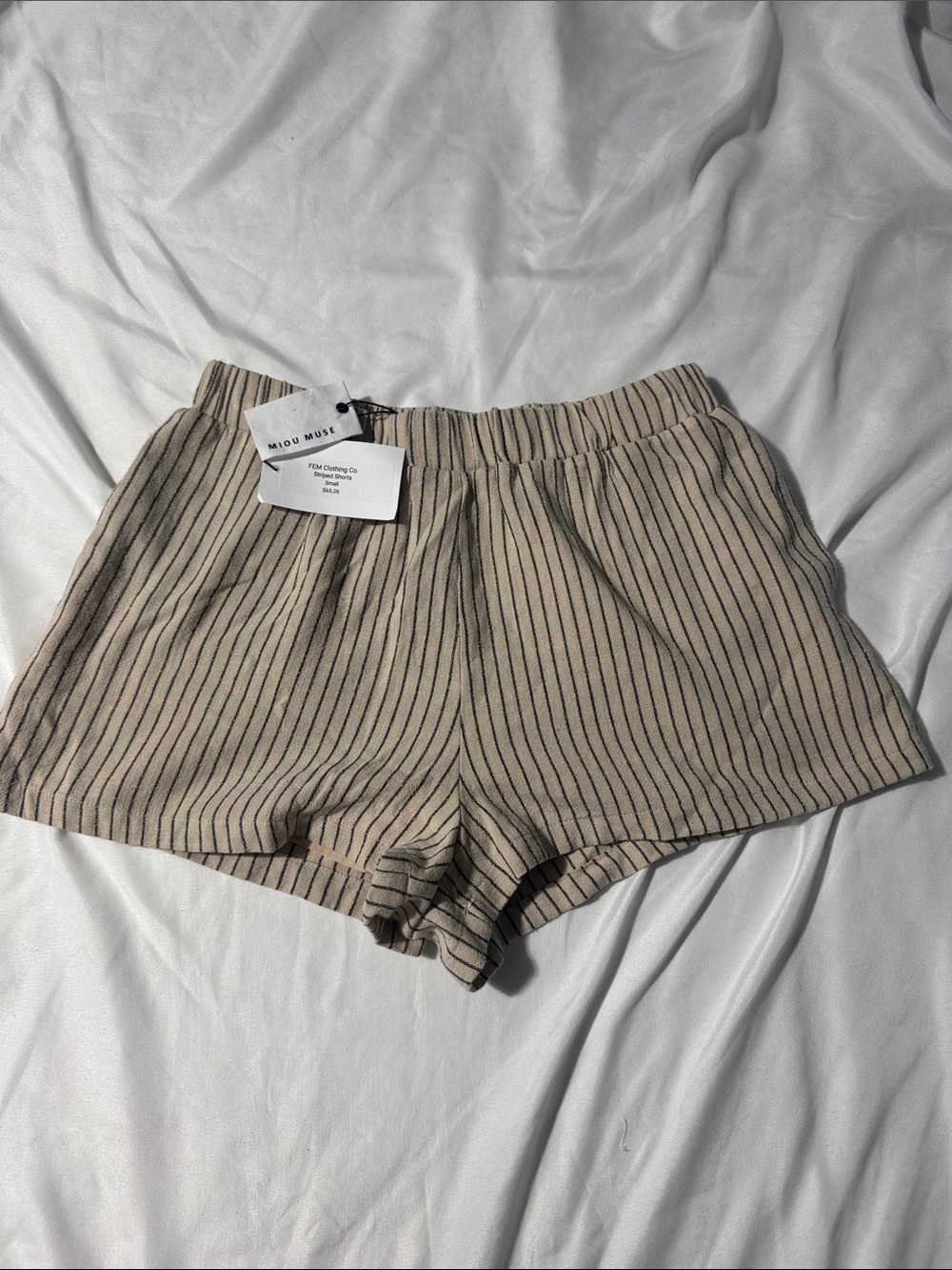 Miou Muse Linen Cotton High Waist Shorts NWT Small Coastal Grandma Resortwear